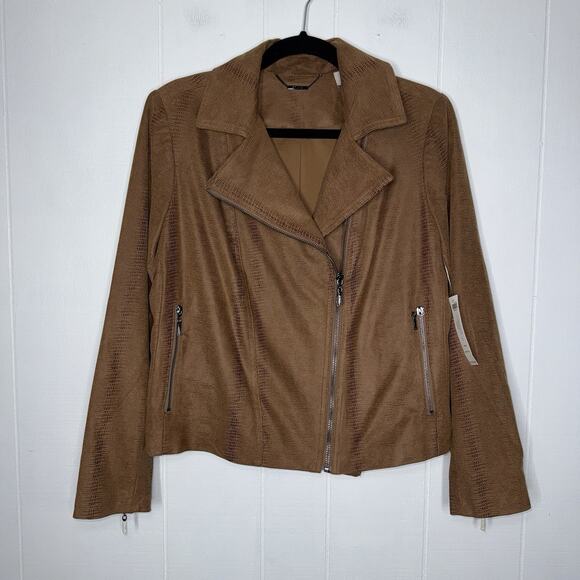 Chico's Jackets & Blazers - Chico’s Women’s Faux Suede Moto Jacket Brown Size 1, 8/10 NWT